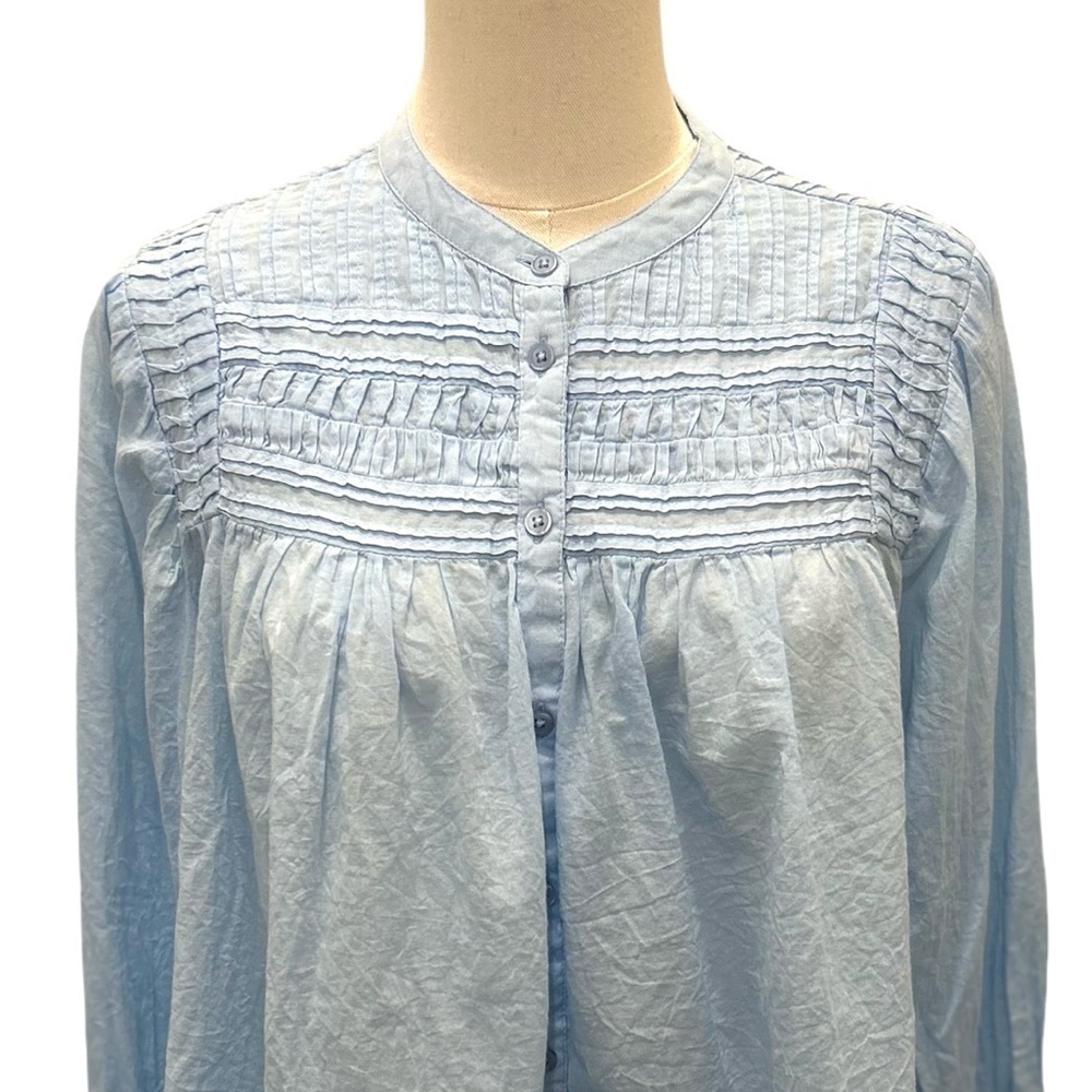 Circle Of Trust Embroidered Harmony Button Up Cotton Blouse in light blue  Sz S - Picture 6 of 7